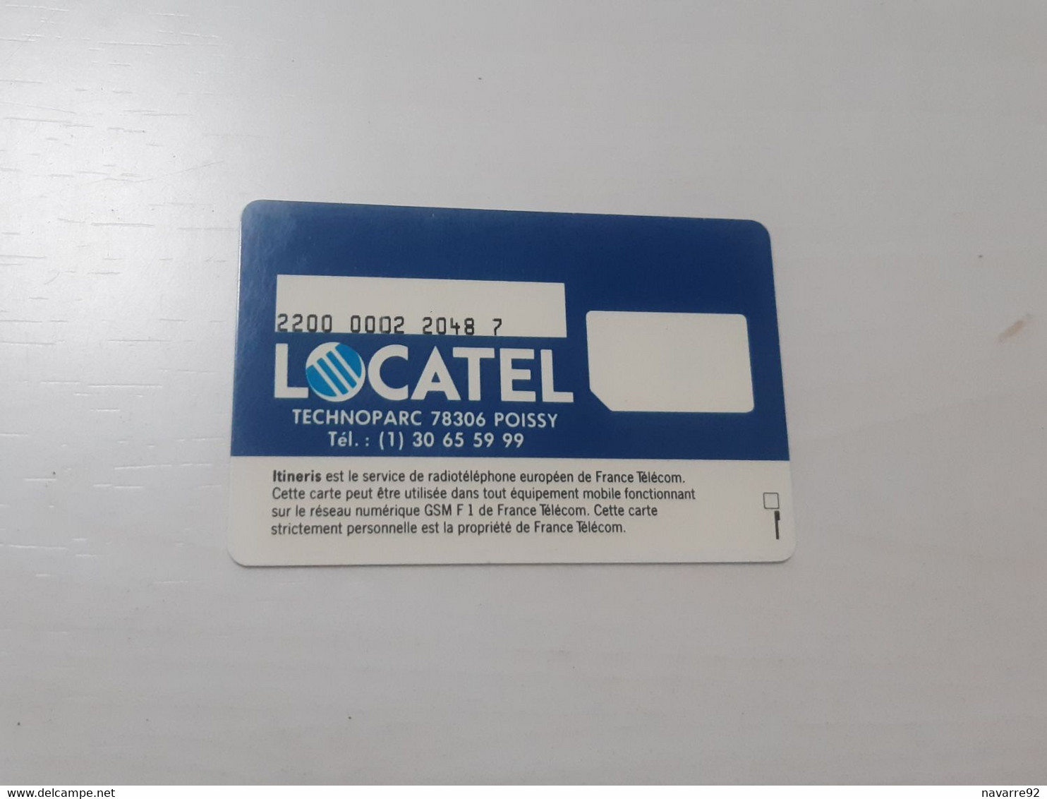 ANCIENNE CARTE GSM SIM LOCATEL ITINERIS B.E !!! - Andere & Zonder Classificatie