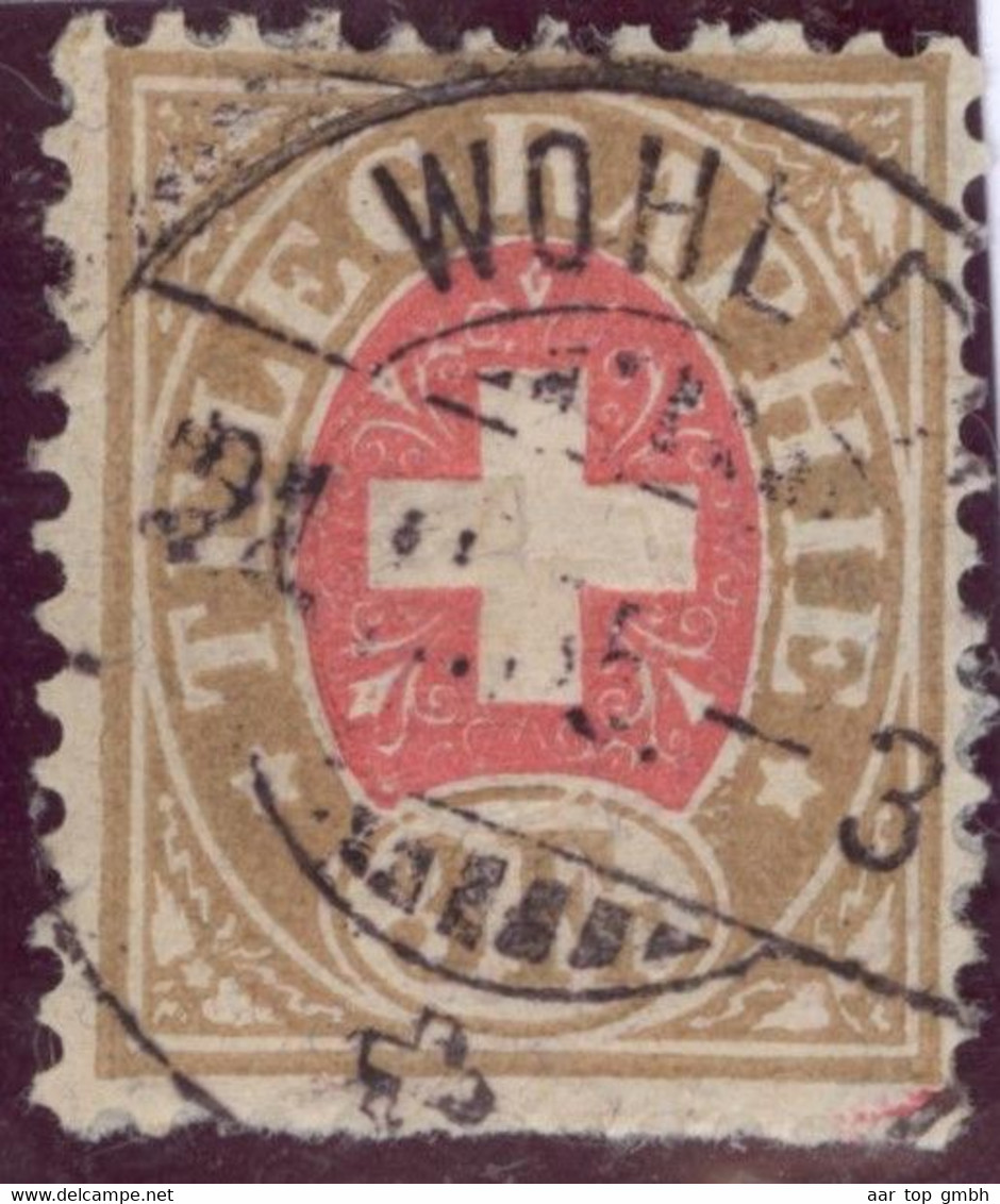 Heimat AG WOHLEN 1885-02-21 Post-Stempel Auf 3.- Fr. Telegraphen-Marke Zu#18 - Telegraafzegels