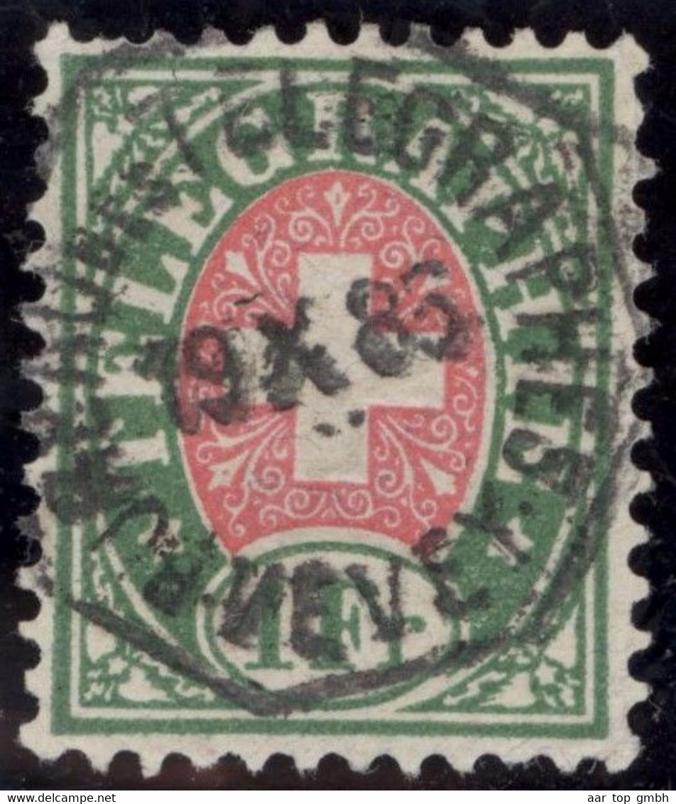 Heimat VD VEVEY 1885-10-19 Telegraphen-Stempel Auf 1.- Fr. Telegraphen-Marke Zu#17 Stumpfer Zahn - Télégraphe