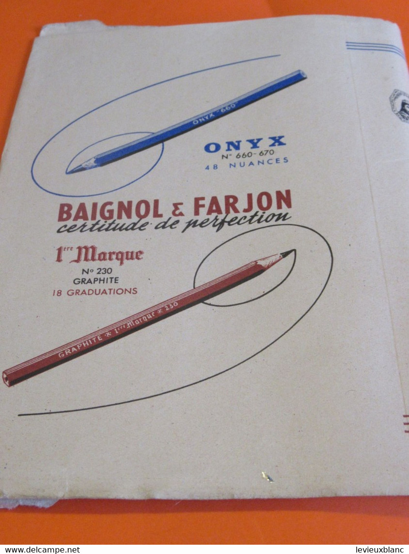 Protège-Livre/BAIGNOL & FARJON/ Certitude De Perfection /Crayon-Bille/Onyx/Librairie HACHETTE/Vers 1950           CAH316 - Book Covers