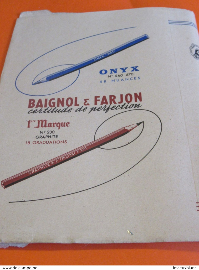 Protège-Livre/BAIGNOL & FARJON/ Certitude De Perfection /Crayon-Bille/Onyx/Librairie HACHETTE/Vers 1950           CAH316 - Copertine Di Libri