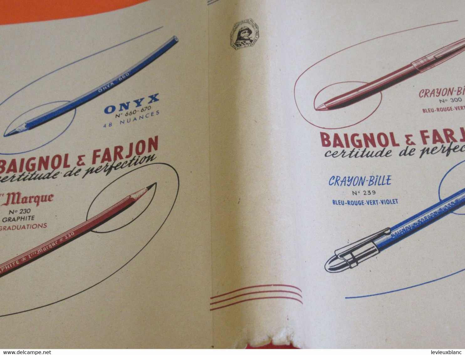 Protège-Livre/BAIGNOL & FARJON/ Certitude De Perfection /Crayon-Bille/Onyx/Librairie HACHETTE/Vers 1950           CAH316 - Schutzumschläge