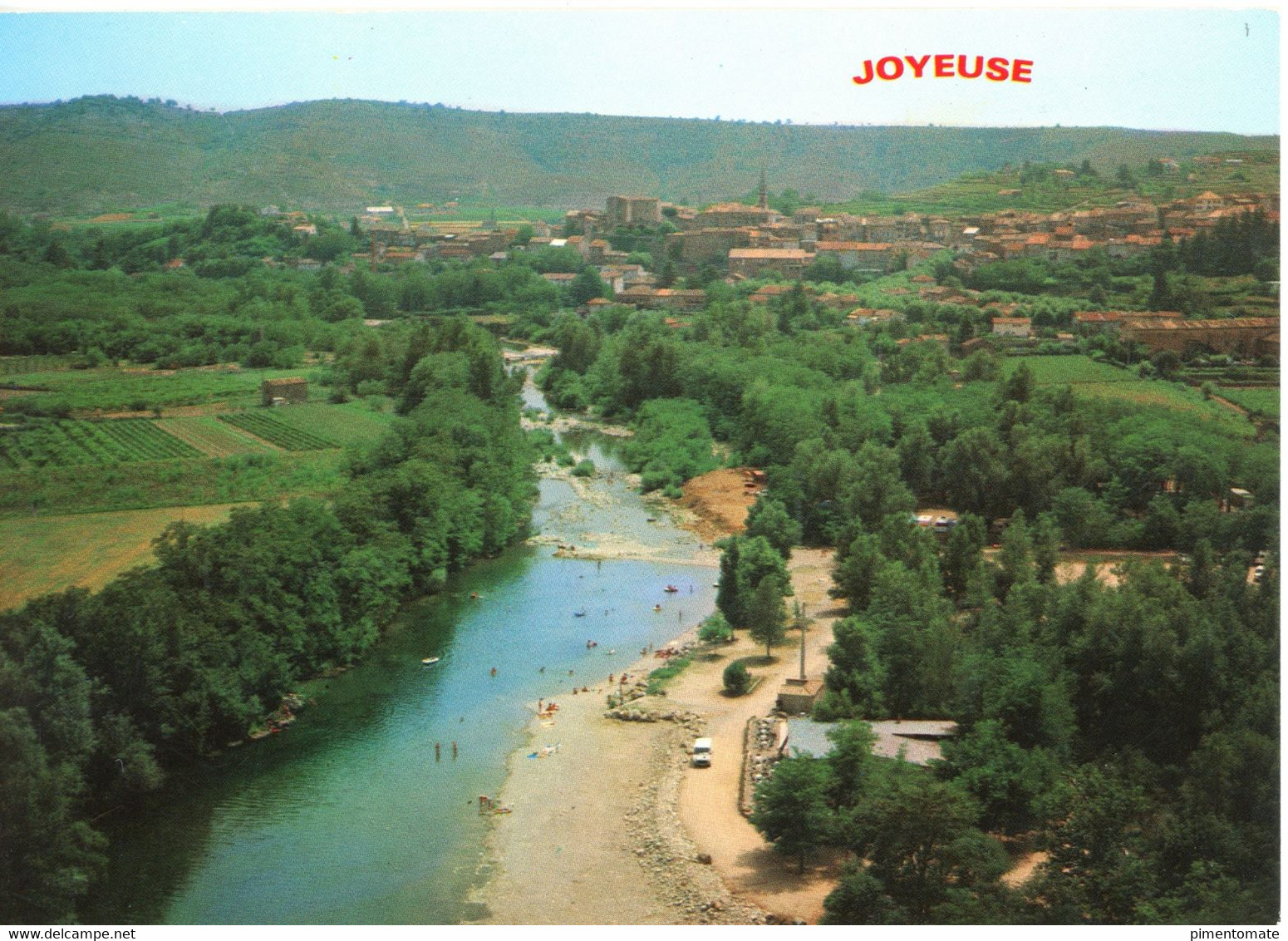 JOYEUSE LE PETIT ROCHER ET LA VILLE VUE AERIENNE FLAMME POSTALE 1988 - Joyeuse