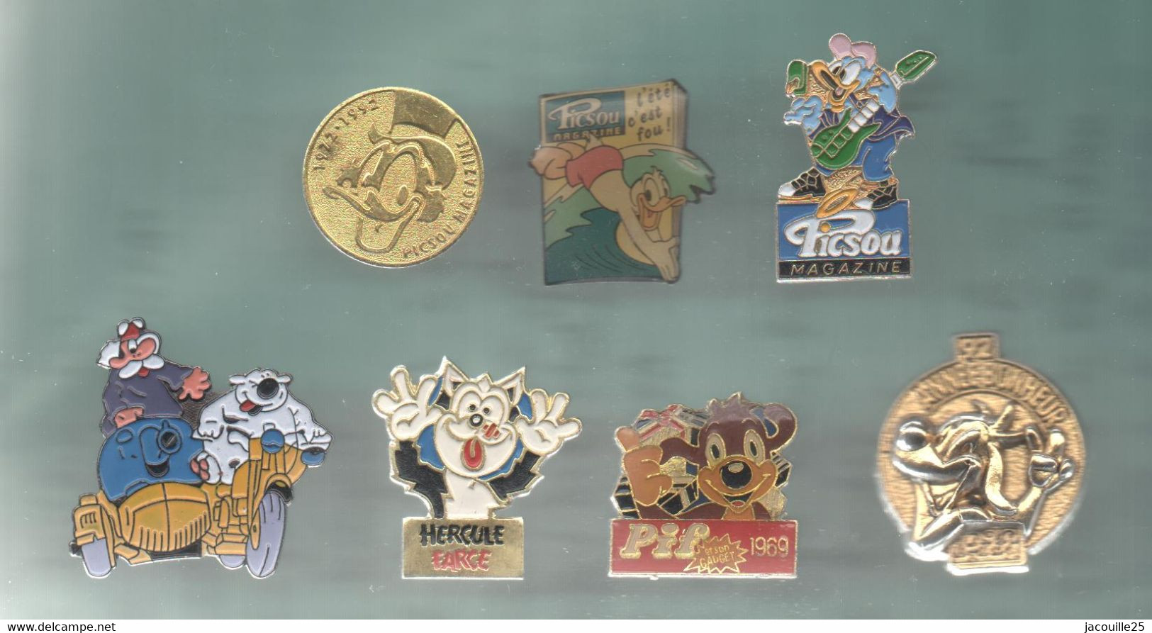 PINS PIN'S  DISNEY 1169 PIF HERCULE  EN RELIEF 1969 OURS MAGAZINE PICSOOU DONALD  LOT 7 PINS - Disney