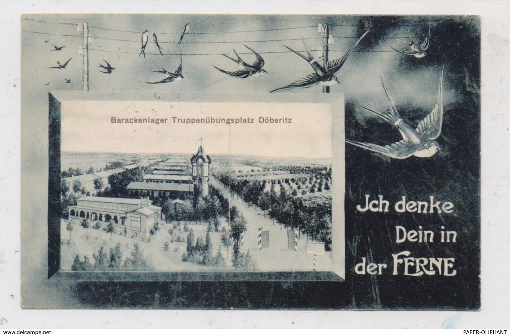 0-1543 DALLGOW - DÖBERITZ, Militär - Truppenübungsplatz, Brackenlager Im Passepartoutrahmen, Schwalben, 1908 - Dallgow-Döberitz