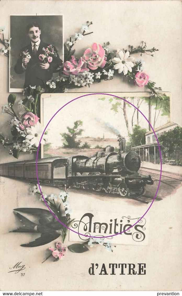 Amitiés D'ATTRE - Carte Colorée Avec Train à Vapeur Et Circulé En 1913 - Brugelette