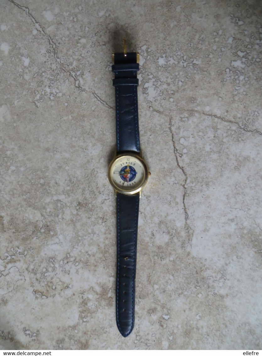 Montre Publicitaire BAYARD PRESSE Jubilé An 2000 - Montre à Quartz Avec Bracelet Cuir En état D'usage - Relojes Publicitarios