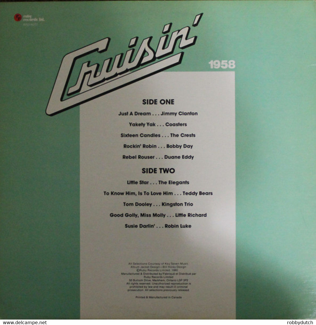 * LP * CRUISIN'  1958 - VARIOUS ARTISTS (Canada 1980) - Compilaties