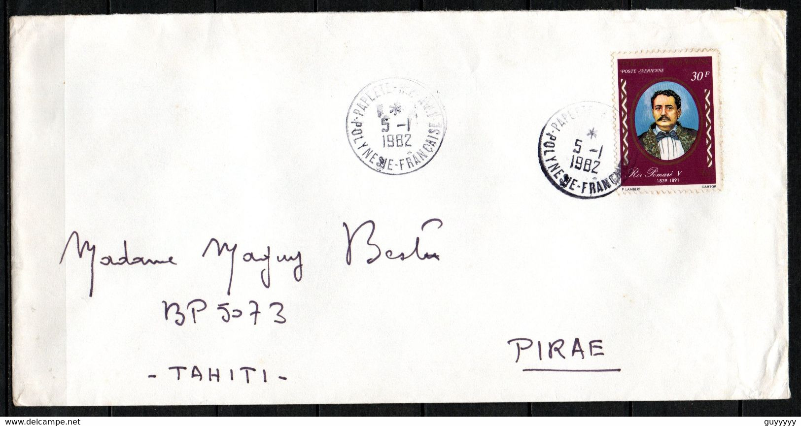 Polynésie - Lettre - 1982 - Yvert N° PA 109 - Papeete - Briefe U. Dokumente