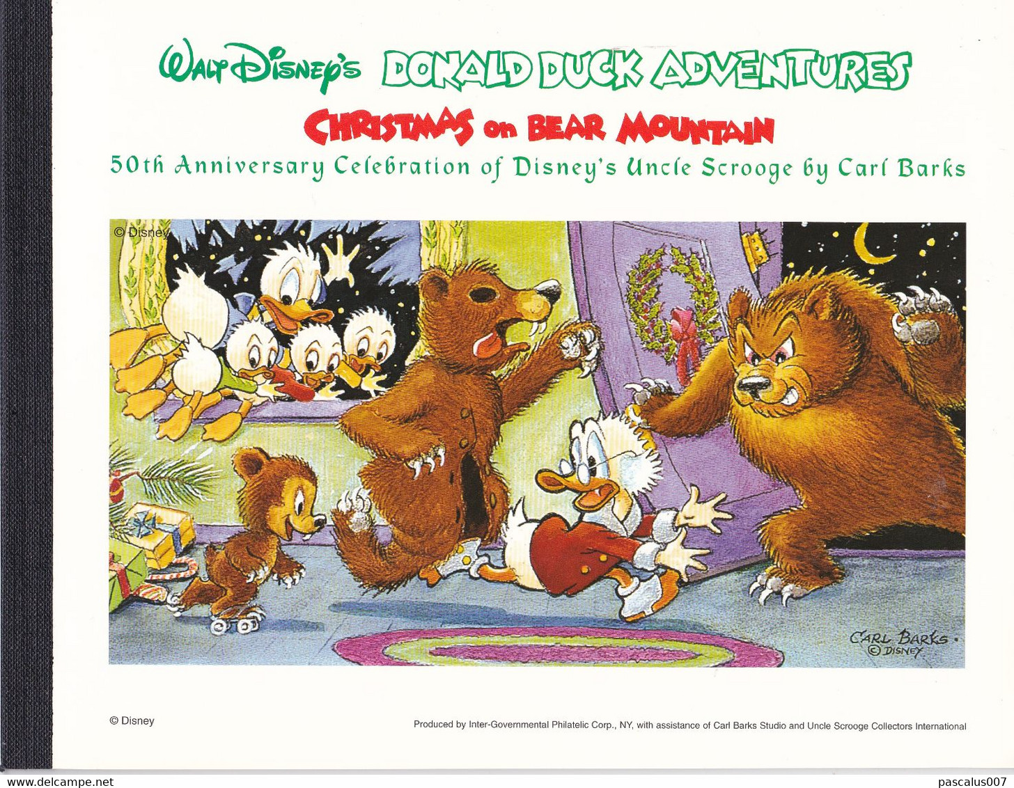 B01,383   Carnet Collector FDC   Monde    Walt Disney 50 Ans Donal Duck Noël Montagne Ours Guyane Guyana -- - Libretti