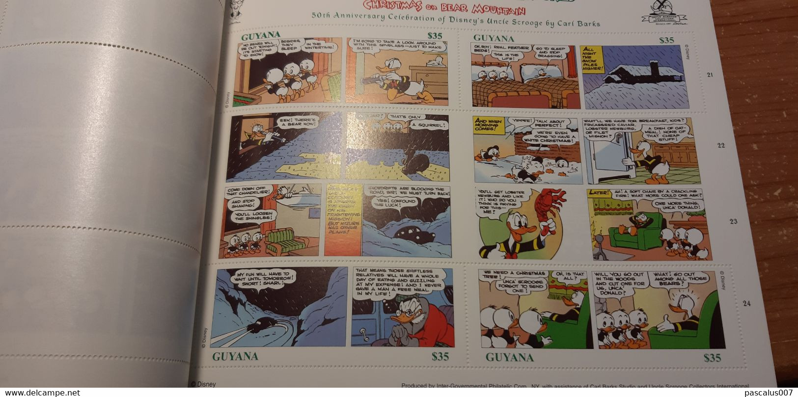 B01,383   Carnet Collector FDC   Monde    Walt Disney 50 Ans Donal Duck Noël Montagne Ours Guyane Guyana -- - Postzegelboekjes