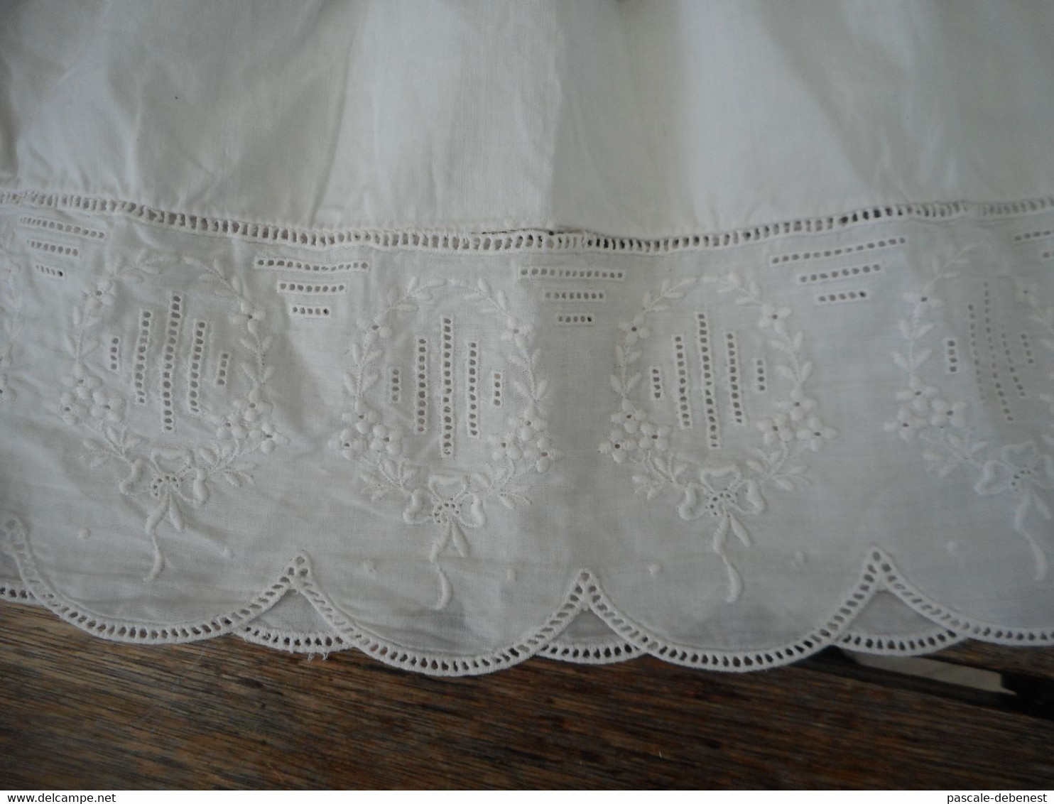 Ancienne Robe Fille Blanche Coton Dentelle - 1940-1970