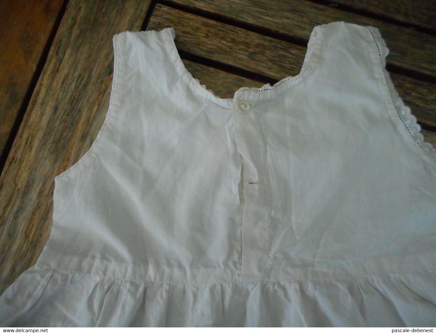 Ancienne Robe Fille Blanche Coton Dentelle - 1940-1970