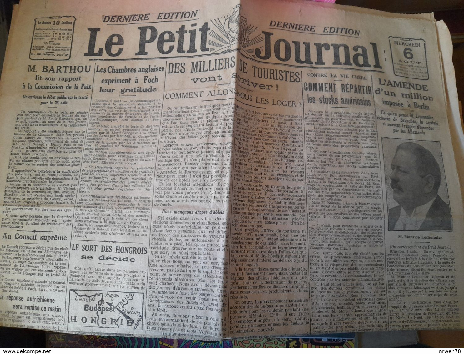 Quotidien Le Petit Journal 6 Aout 1919 Belgique Bruxelles Amende D'un Million Imposée A Berlin - Le Petit Parisien