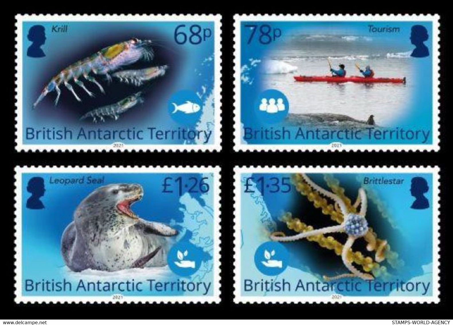 2021-11- BRITISH ANTARCTIC- BAT -  ANIMALS BLUE BELT                 4V      MNH** - Faune Antarctique