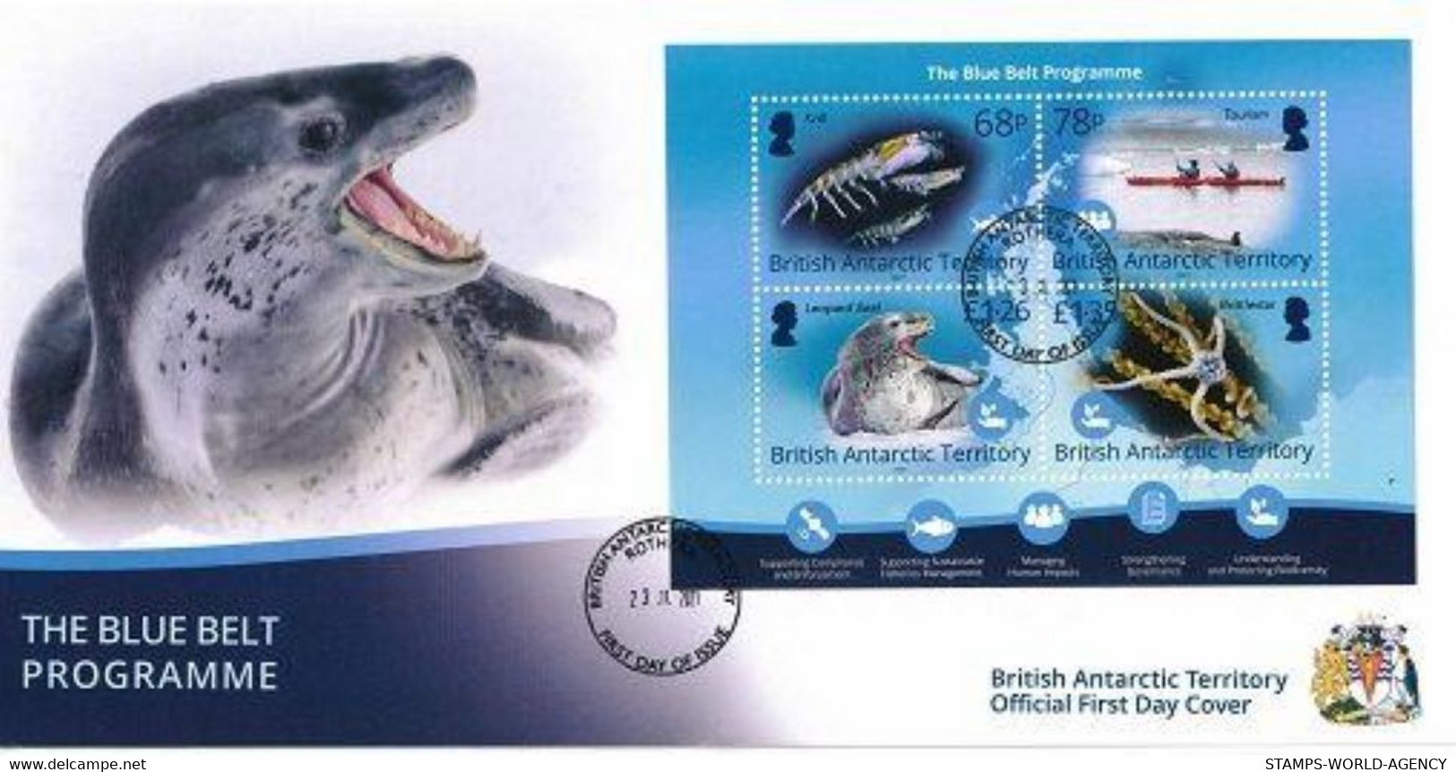 2021-11- BRITISH ANTARCTIC- BAT -  ANIMALS BLUE BELT             FDC     4V      MNH** - Fauna Antartica
