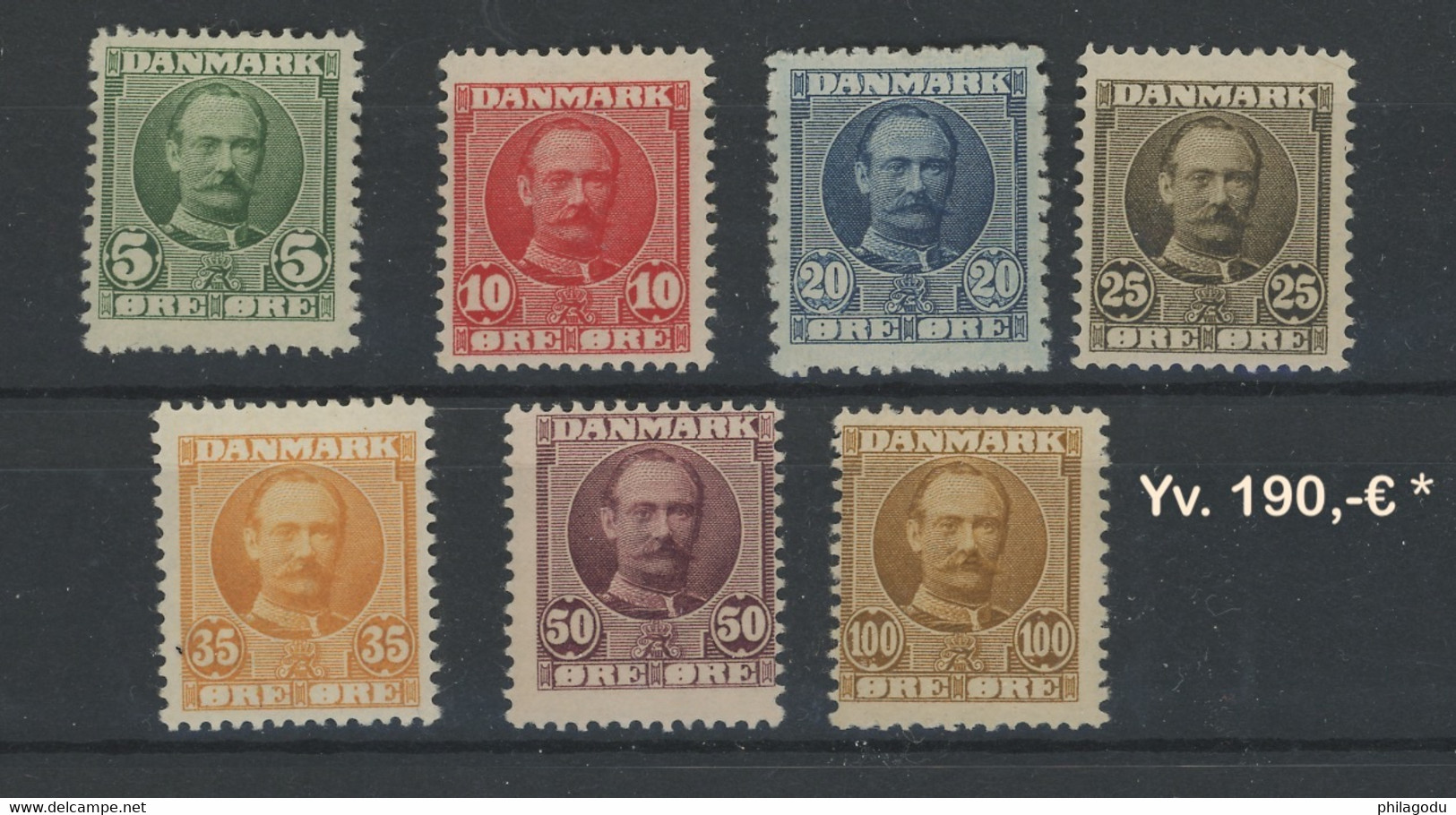 1907+1912. King Frederik VIII 7 Val *  Yv. 55-61 *. Cote 190, -€. Charnière OK - Nuovi