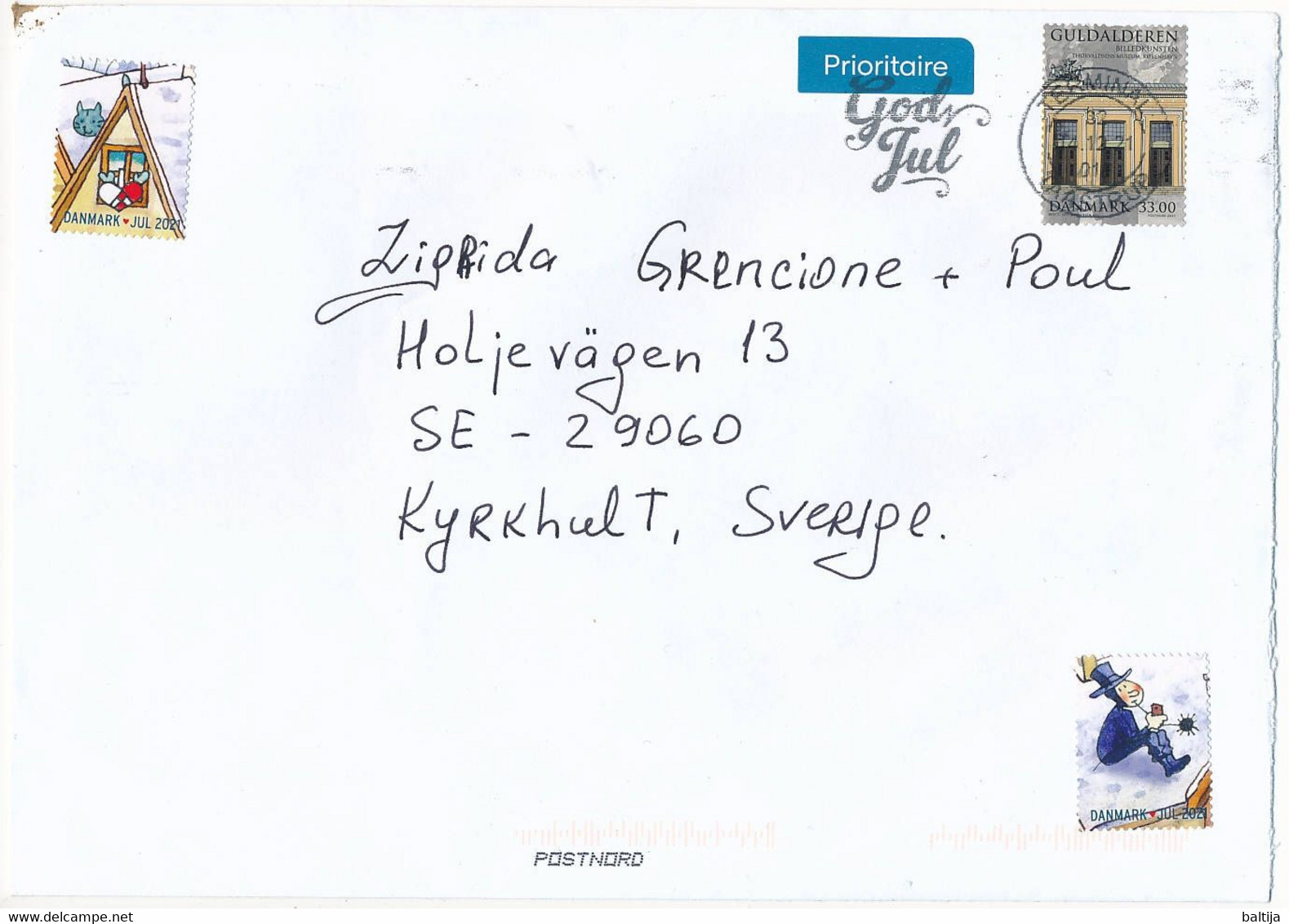 Mi 2036 Solo Cover Abroad / Christmas Seal - 14 December 2021 Terminal Taastrup - Storia Postale