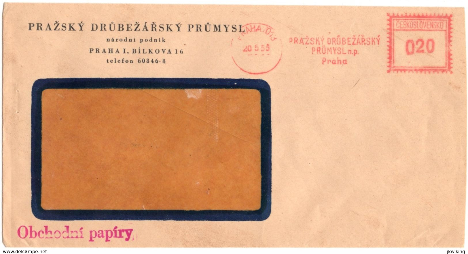 Postage Stamp Postage Stamp - Prague 013 - Prague Poultry Industry - Poultry - Business Correspondence 5/20/1955 - Obliteraciones & Sellados Mecánicos (Publicitarios)