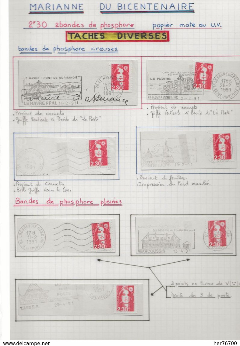 CLASSEUR VARIETES DIVERSES DE LA MARIANNE DU BICENTENAIRE   (marianne de briat)