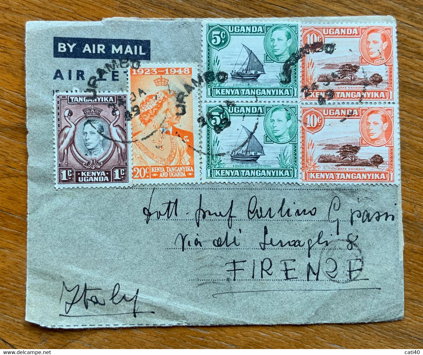 UGANDA - BY AIR MAIL FROM URAMBO 24/1/49 TO FIRENZE - Lettres & Documents