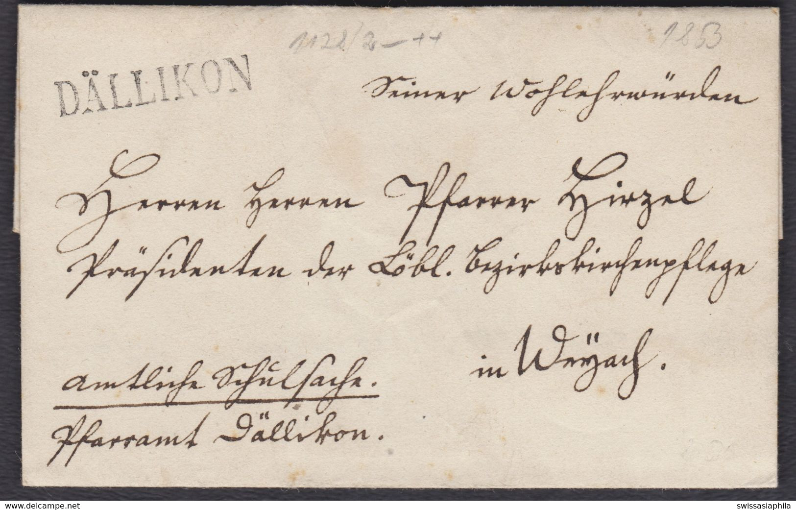 ZH  DÄLLIKON - WEYACH  ( ZÜRICH )  /   1853  SCHÖNER STEMPELBELEG - Lettres & Documents