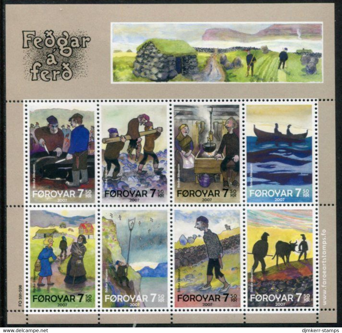 FAEROE ISLANDS 2007 Death Anniversary Of Huðin Bru MNH / **.  Michel 599-606; SG 542-49 - Faroe Islands
