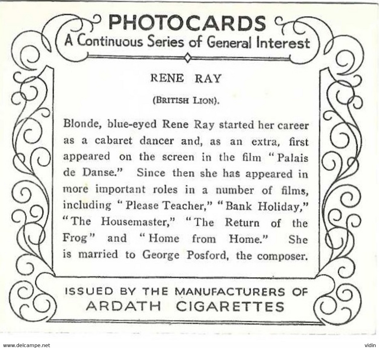 Photocard Cigarettes Margaret Lockwood - Dokumente