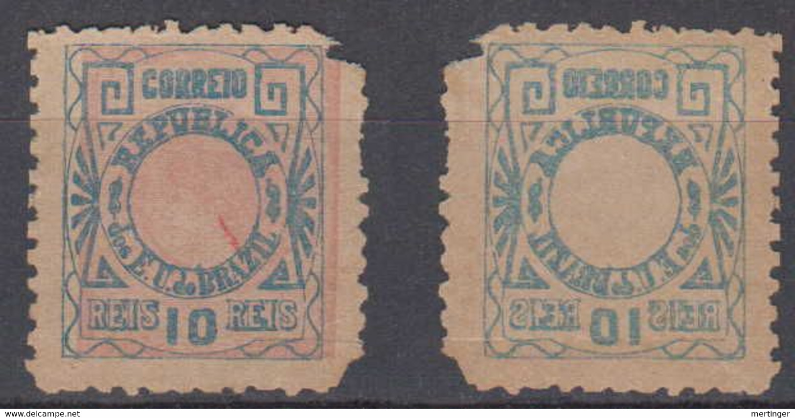Brazil Brasil Mi# 102 (*) Mint Cabecinha 1893 10R Bicolor Essay - Unused Stamps