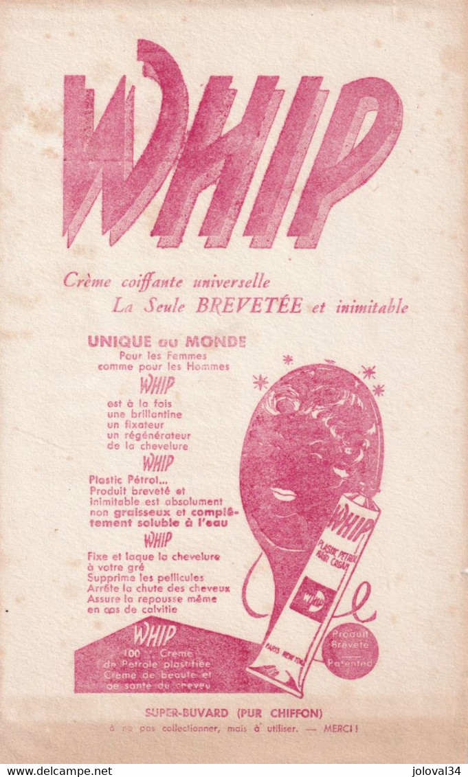 Buvard  - WHIP Crème Coiffante - Buvard Pur Chiffon - Voir Scan - Perfumes & Belleza