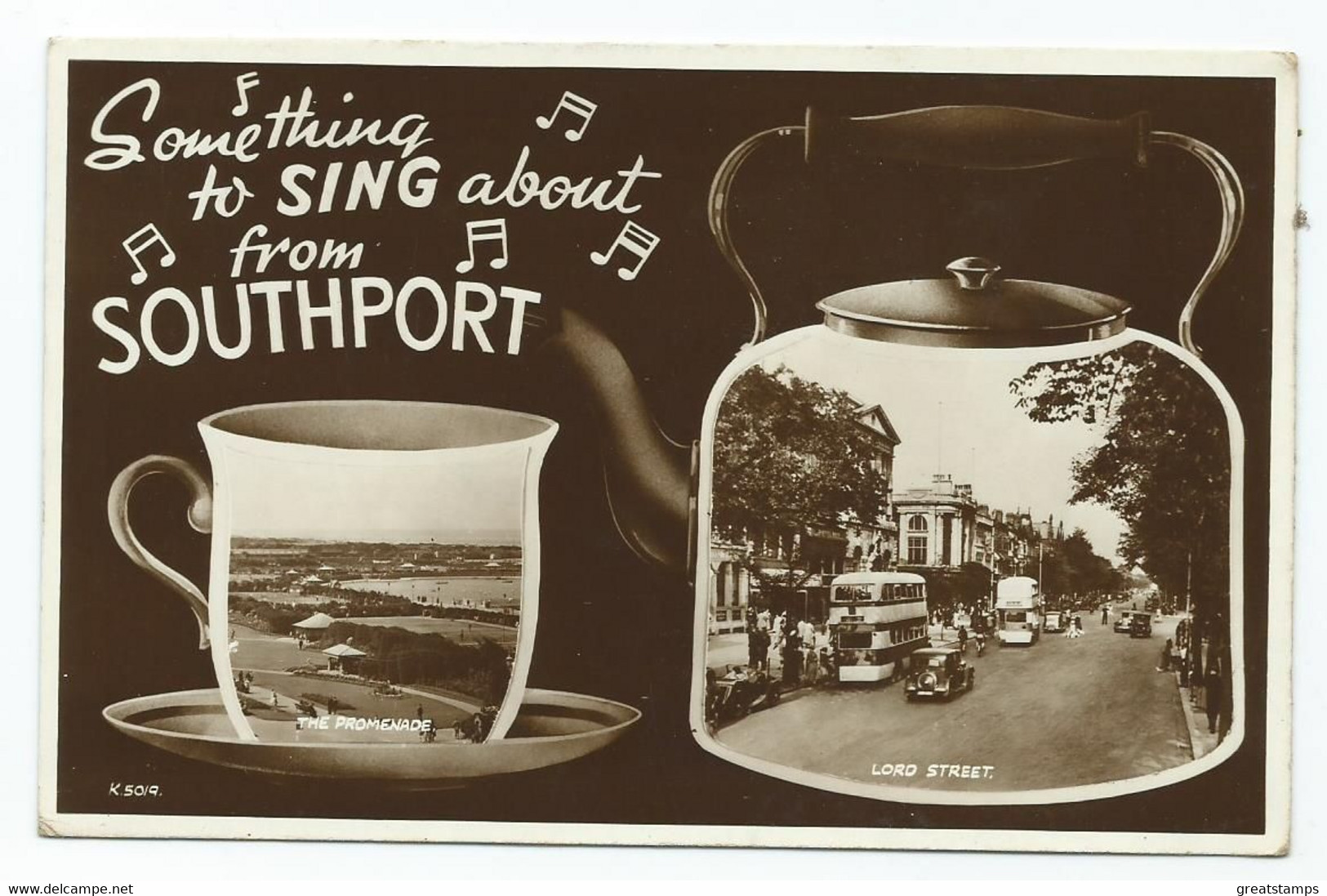 Postcard  Lancashire Southport Teapot Ro Multiview Posted 1954 - Southport