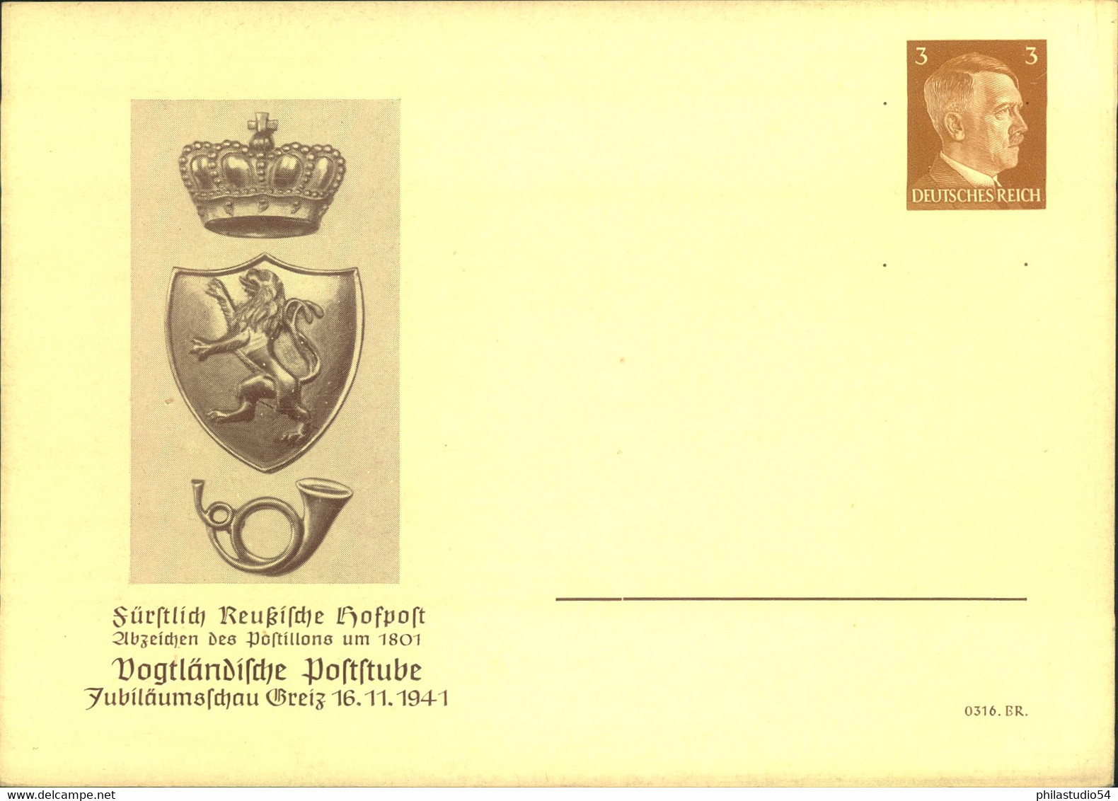 1941, Privatgazsachenkarte "Fürstlich Reus' Sche Hofpost, Ausstellun In Greiz - Other & Unclassified