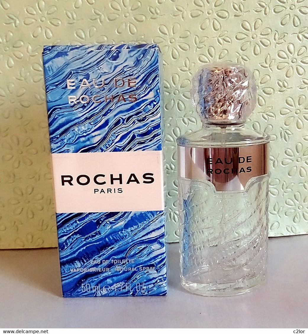 Flacon Spray "Eau De Rochas" De ROCHAS Eau De Toilette 50 Ml Avec Sa Boite -Vide/Empty- - Flacons (vides)