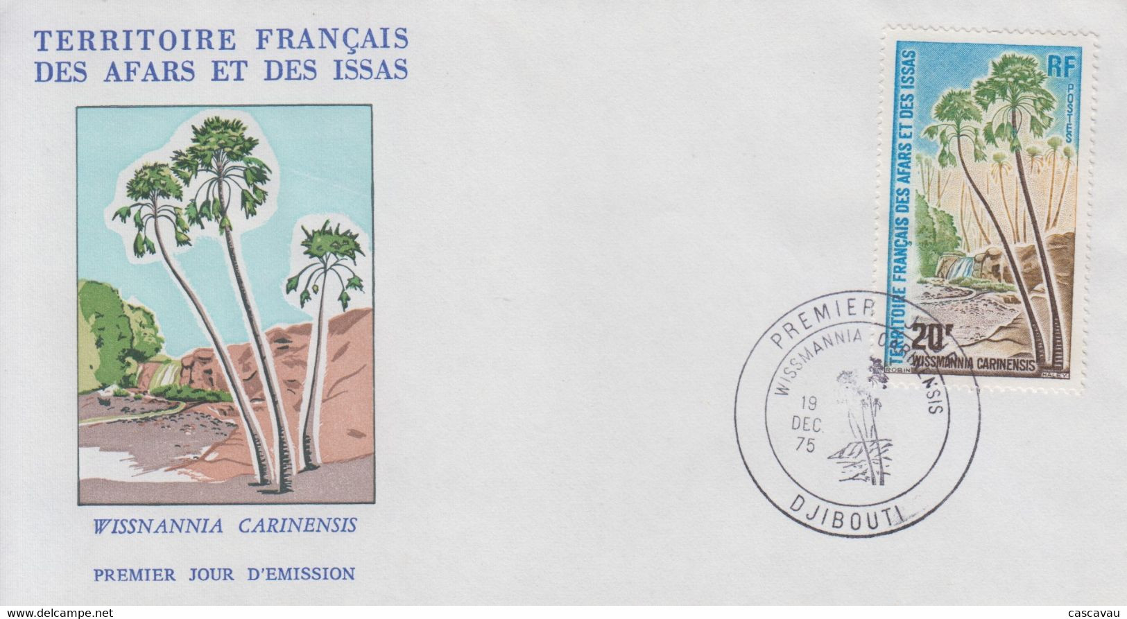 Enveloppe  FDC  1er  Jour  TERRITOIRE  FRANCAIS   Des   AFARS  Et  ISSAS    Palmier  1975 - Autres & Non Classés