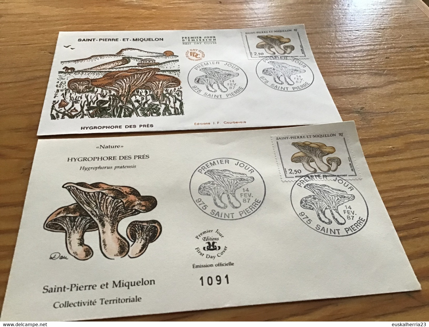 2 Enveloppes 1er Jour Saint-pierre Et Miquelon Champignons 1987 - Gebraucht