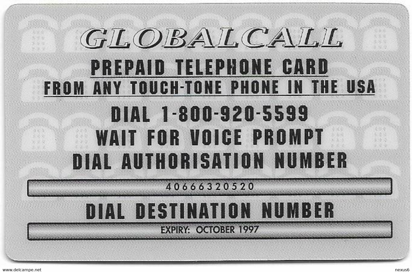 USA - Global Call - Disney, Tarzan #3, Exp.10.1997, Fake Prepaid - Autres & Non Classés