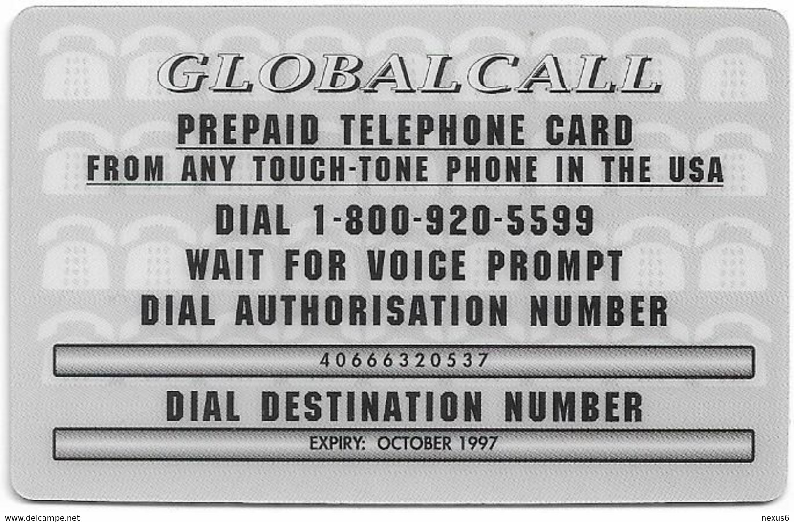 USA - Global Call - Disney, Tarzan #5, Exp.10.1997, Fake Prepaid - Sonstige & Ohne Zuordnung