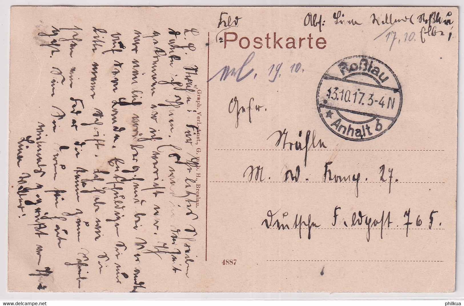 Rosslau (Dessau-Roßlau) A. E. Pötsch-Strassse - Feldpostkarte Gelaufen Ab Rosslau 1917 - Rosslau