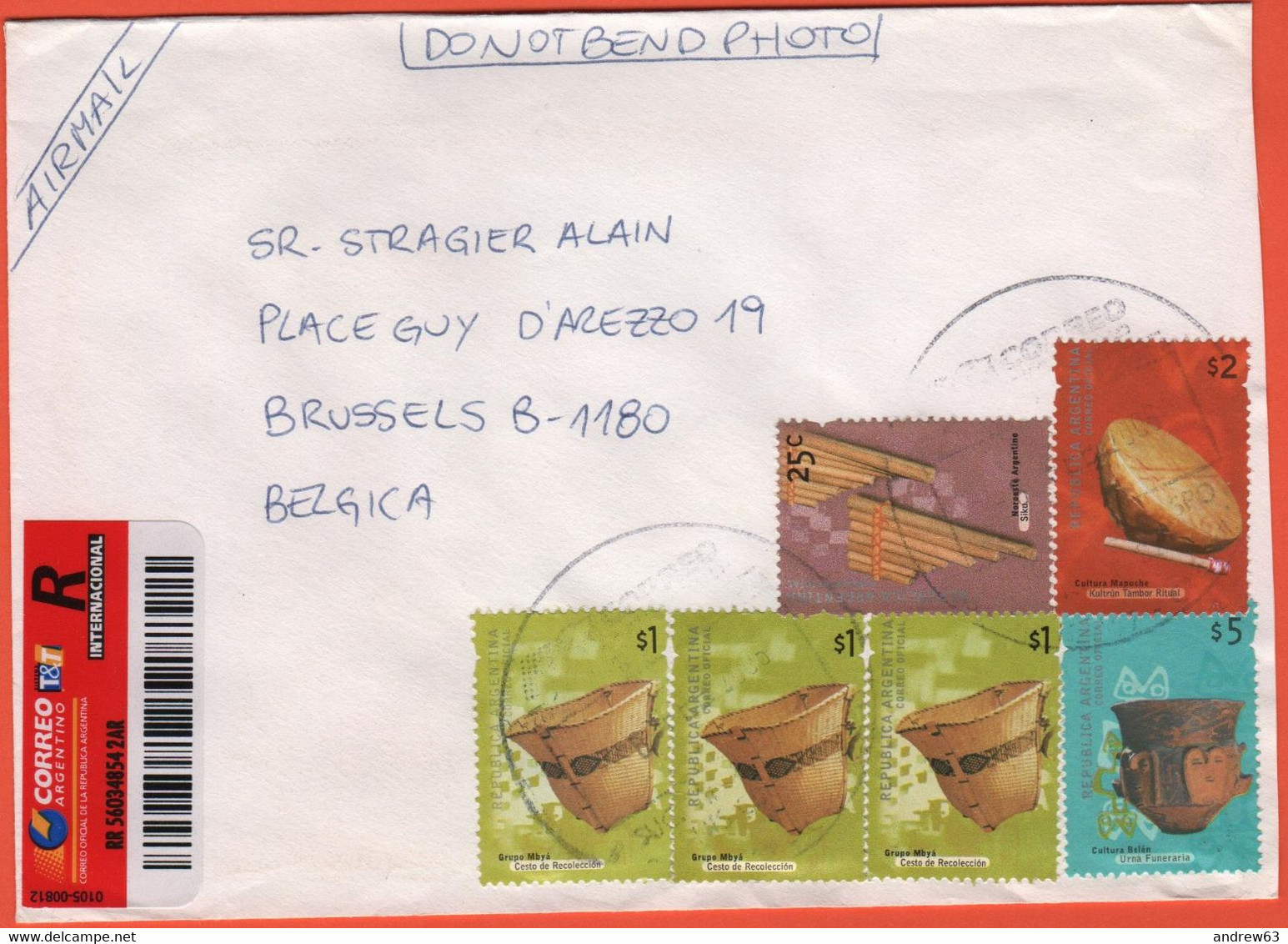ARGENTINA - 2006 - 6 Stamps - Registered - Viaggiata Da Buenos Aires Per Brussels, Belgium - Covers & Documents