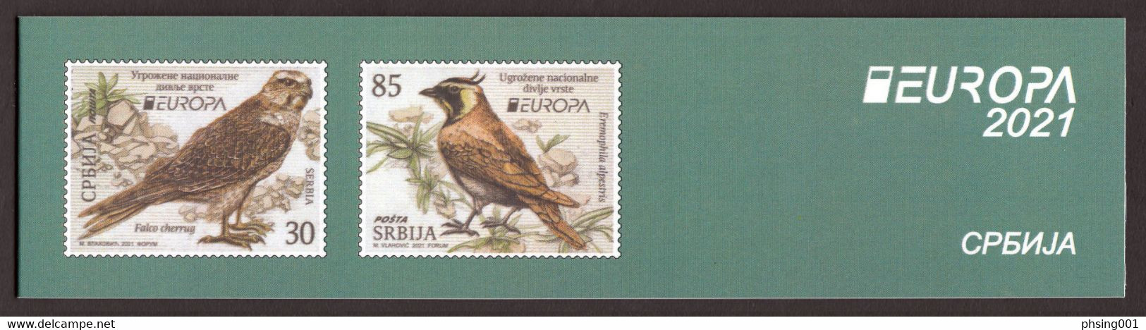 Serbia 2021 Europa CEPT Endangered National Wildlife Animals Fauna Birds Saker Falcon Falco Booklet A With 3 Sets MNH - 2021