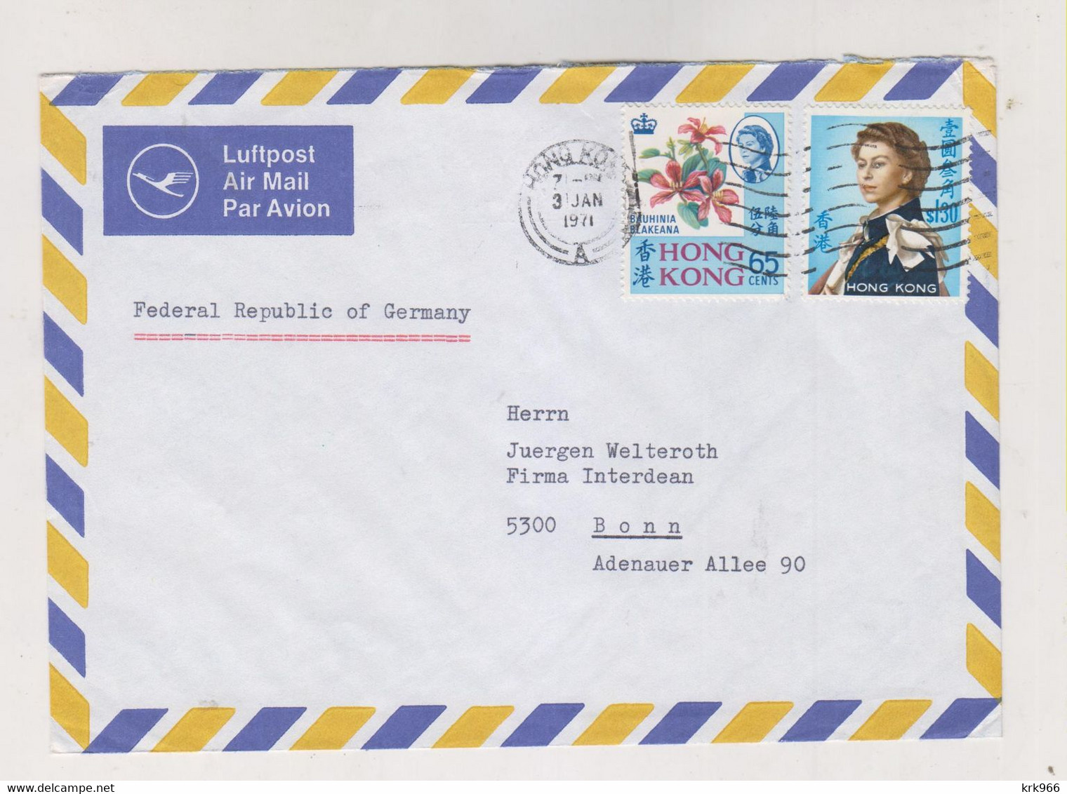 HONG KONG 1971 Nice Airmail Cover To Germany - Briefe U. Dokumente