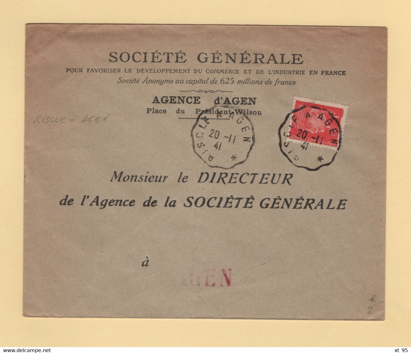 Convoyeur Riscle A Agen - 20-11-1941 - Railway Post