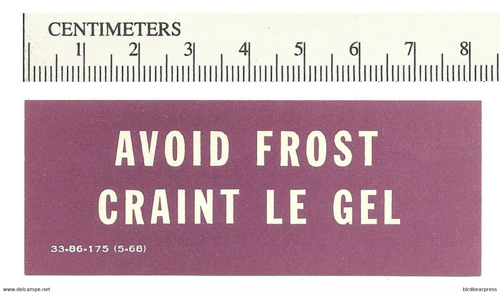 B67-42 CANADA Avoid Frost Craint Le Gel Etiquette 1968 MNH - Viñetas Locales Y Privadas