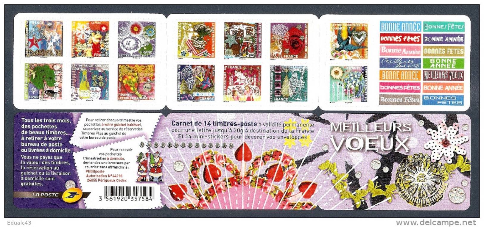 2010 Carnet Adhésif N° BC 493 - Meilleurs VOEUX - NEUF  LUXE ** NON Plié - Commemorrativi