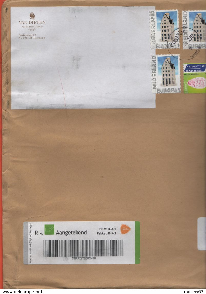 OLANDA - NEDERLAND - Paesi Bassi - 2017 - 9 Stamps - Aangetekend-Registered - Big Envelope - Viaggiata Da Roermond Per O - Lettres & Documents