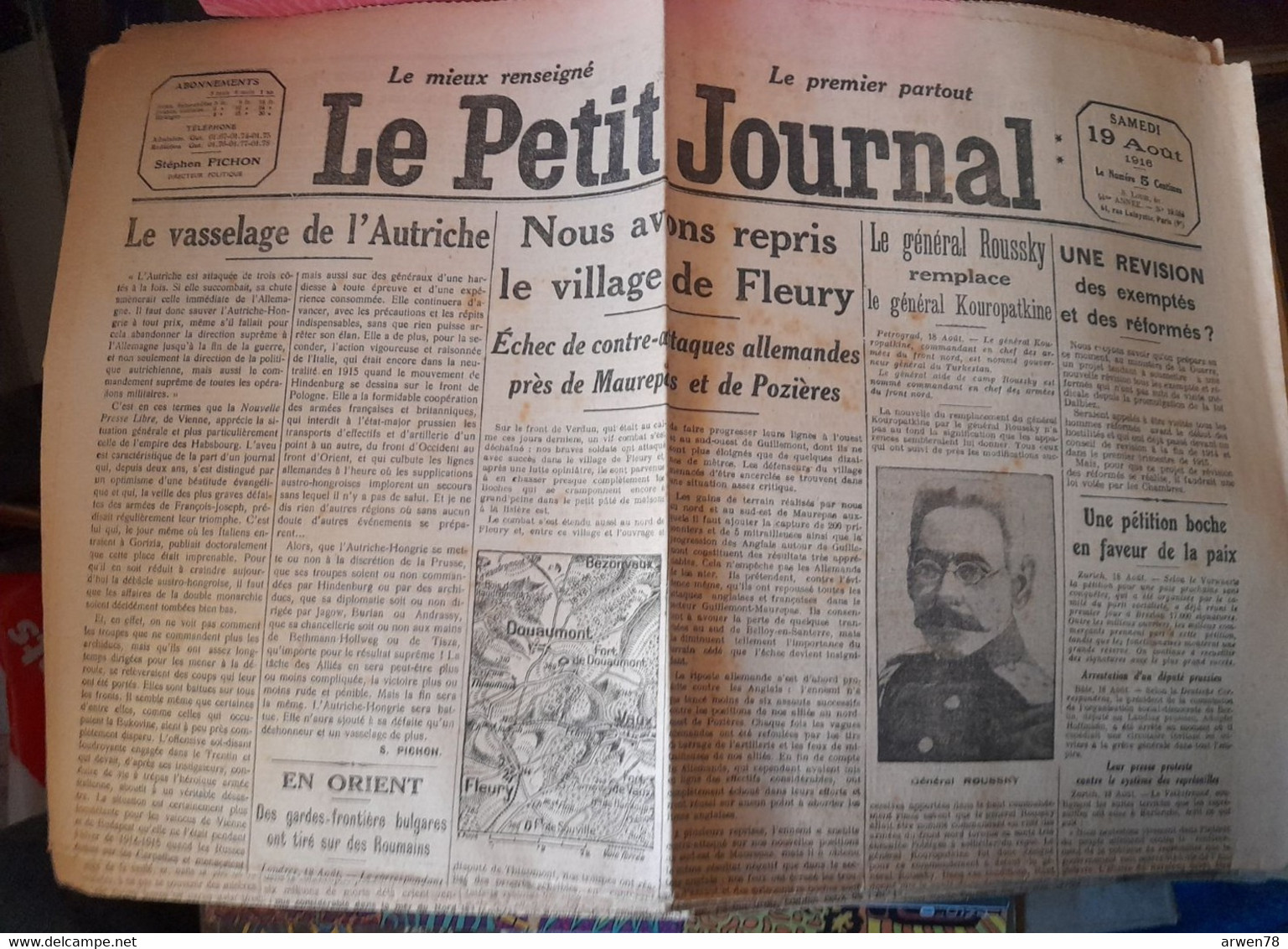 WWI Quotidien Le Petit Journal 19 Aout 1916 Une Revision Des Exemptés Et Des Réformés - Le Petit Parisien