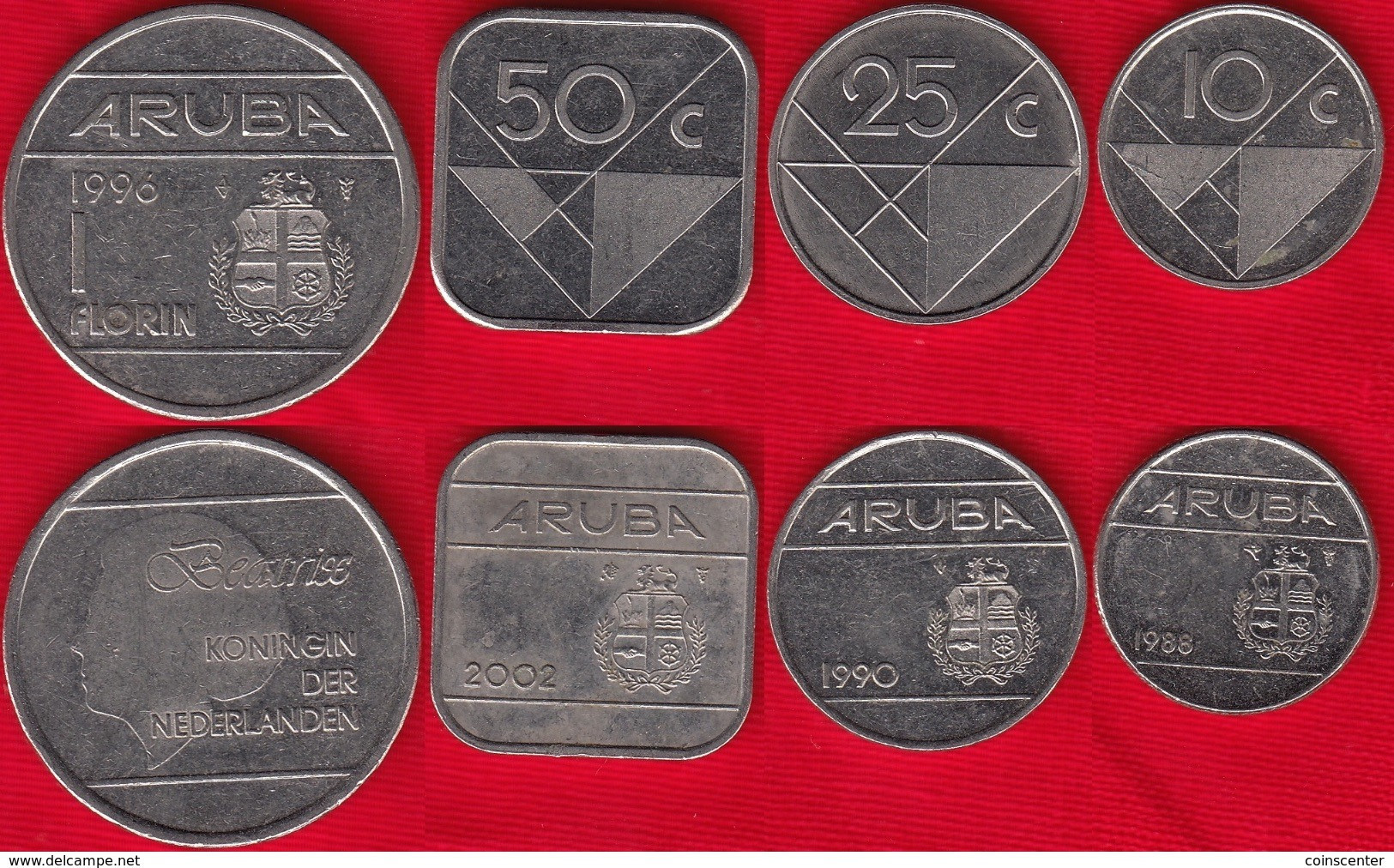 Aruba Set Of 4 Coins: 10 Cents - 1 Florin 1986-2019 - Sonstige – Amerika