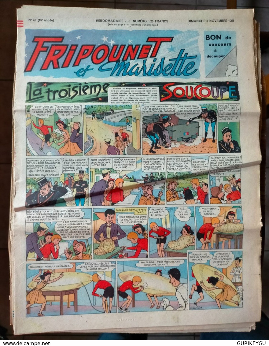 Fripounet Et Marisette N° 45 Sylvain Et  Sylvette  06/11/1955  La Troisième Soucoupe Le Prince Des Sables ERIK - Sylvain Et Sylvette