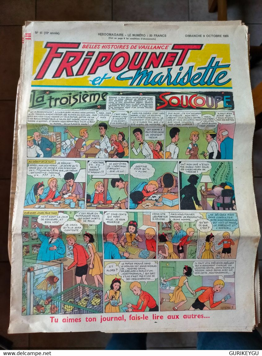 Fripounet Et Marisette N° 41 Sylvain Et  Sylvette  09/10/1955  La Troisième Soucoupe Le Prince Des Sables ERIK - Sylvain Et Sylvette