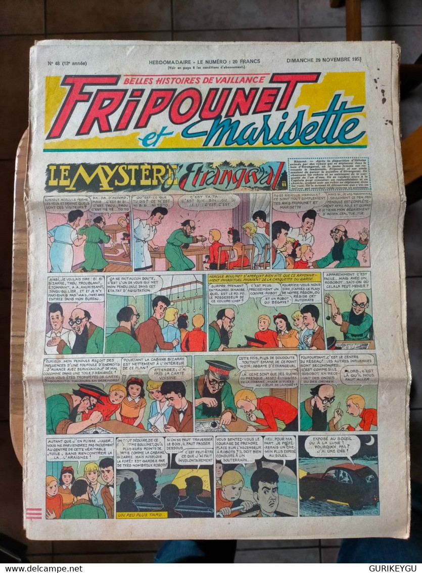 Fripounet Et Marisette N° 48 Sylvain Et  Sylvette  29/11/1953  Le Mystère D'étrangeval Le Grand Mur Blanc - Sylvain Et Sylvette